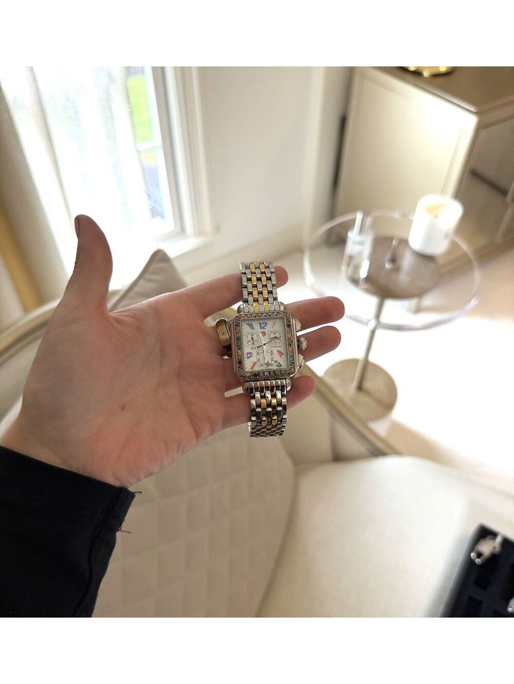 Michele Deco Sport Chronograph Rainbow Diamond Watch